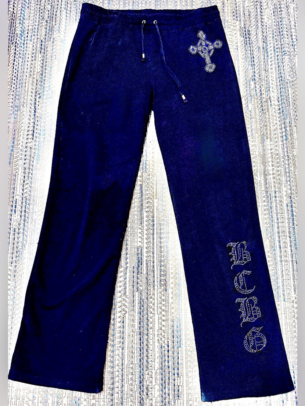✝️BCBGMaxAzria✝️ BLING CROSS LOGO DRAWSTRING SNAP BACK POCKET LOUNGE PANTS